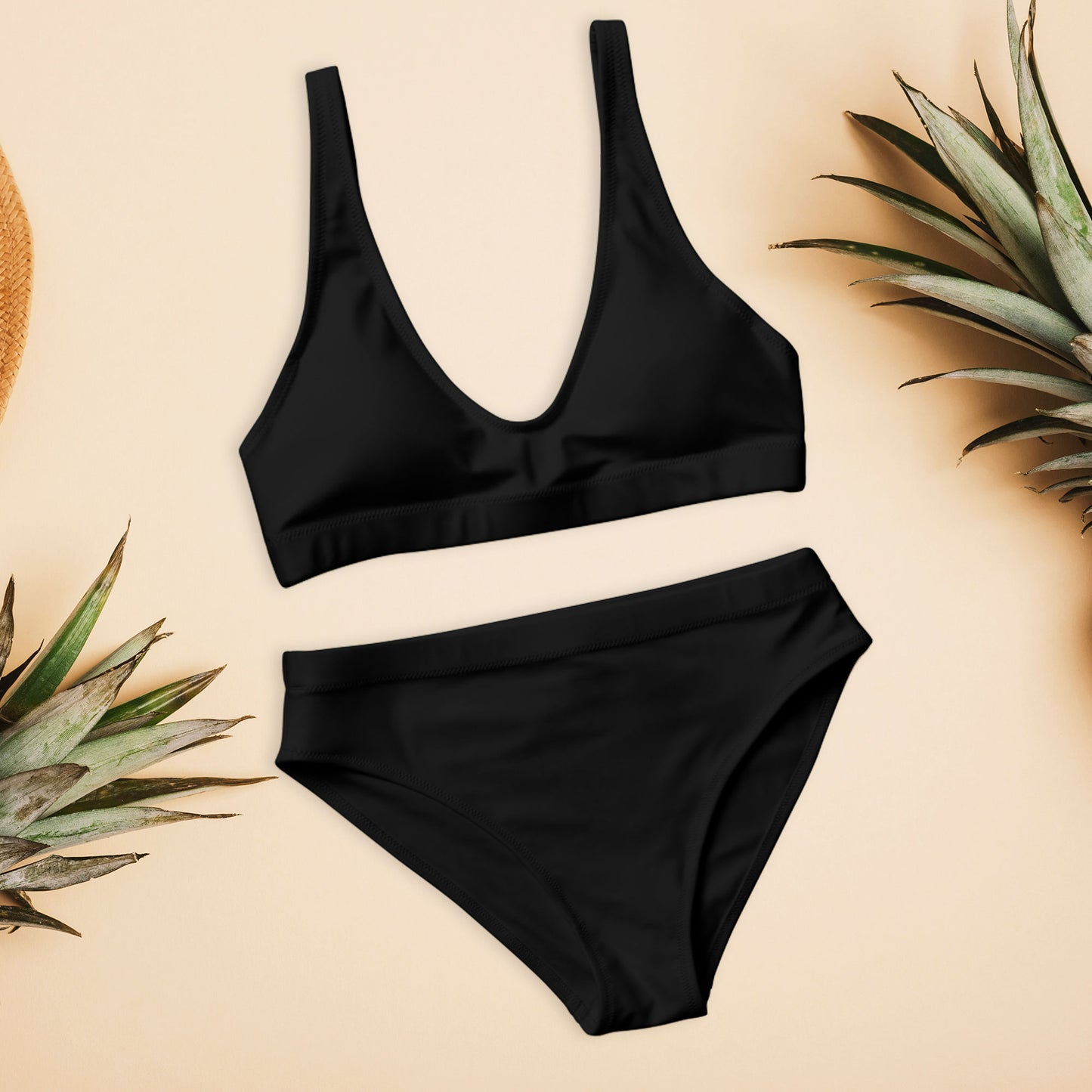 Black rPET high-waisted bikini set