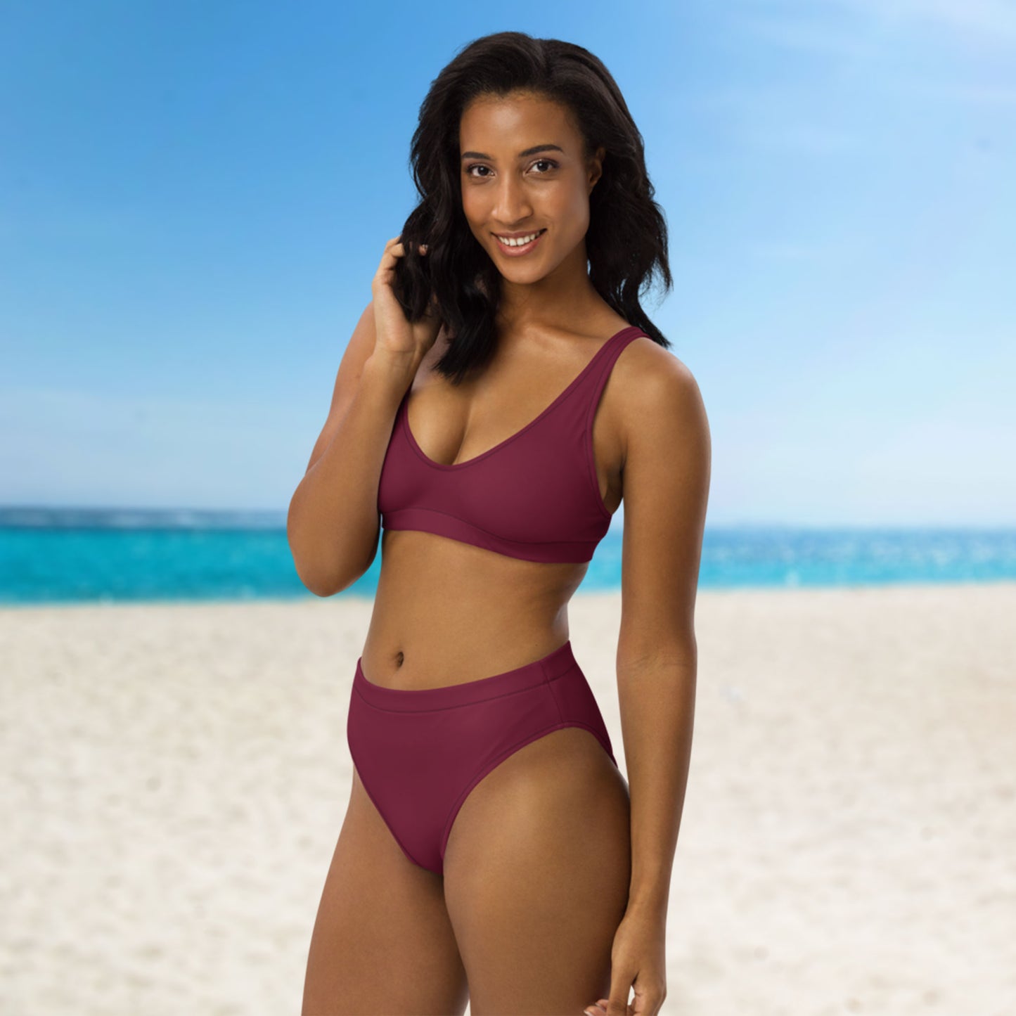 Claret ruby red Recycled sport bikini set