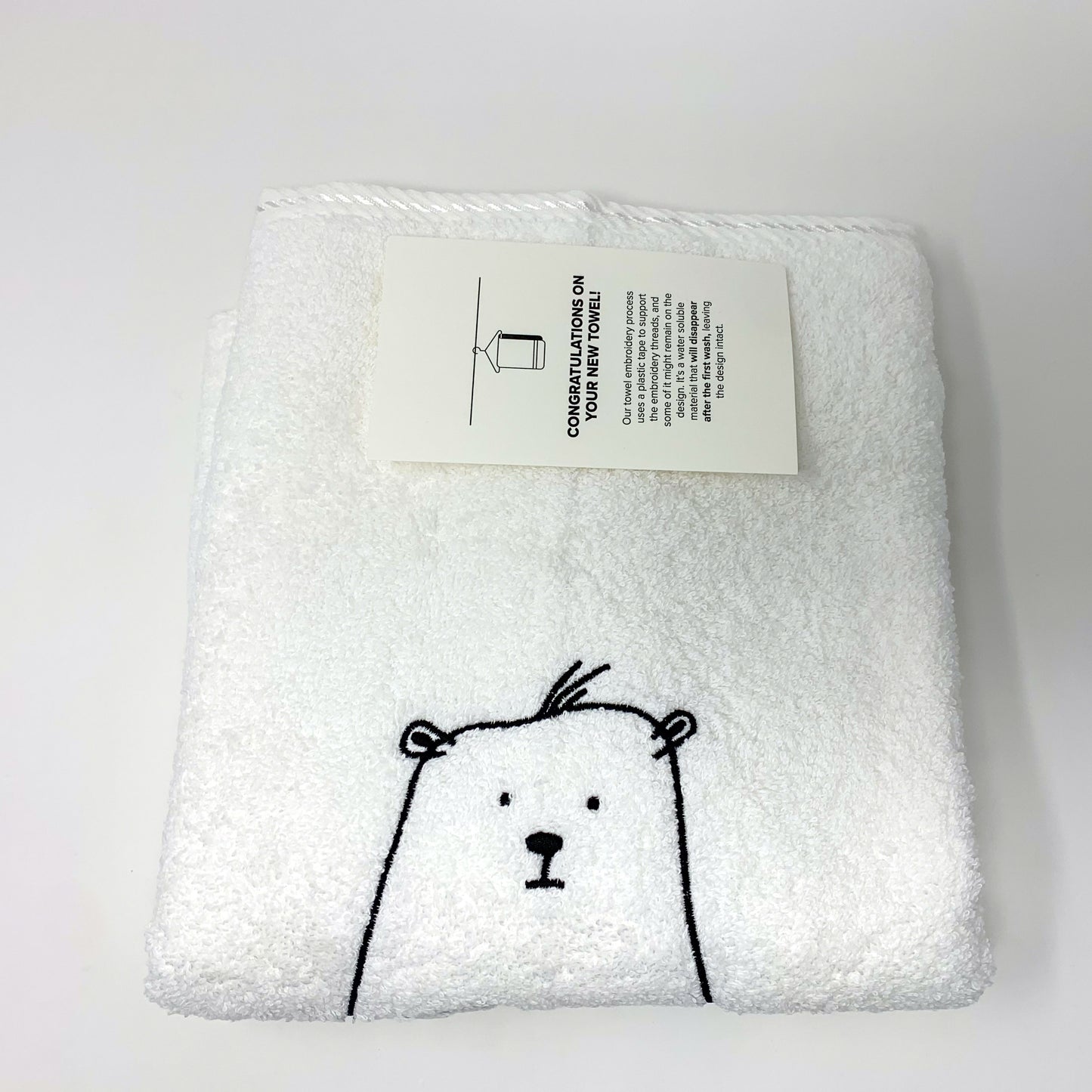 Ours mignon serviette en coton turc idée cadeau mignonne bain écologique, serviettes à main blanc, idée cadeau noir gris crème pour les familles avec enfants