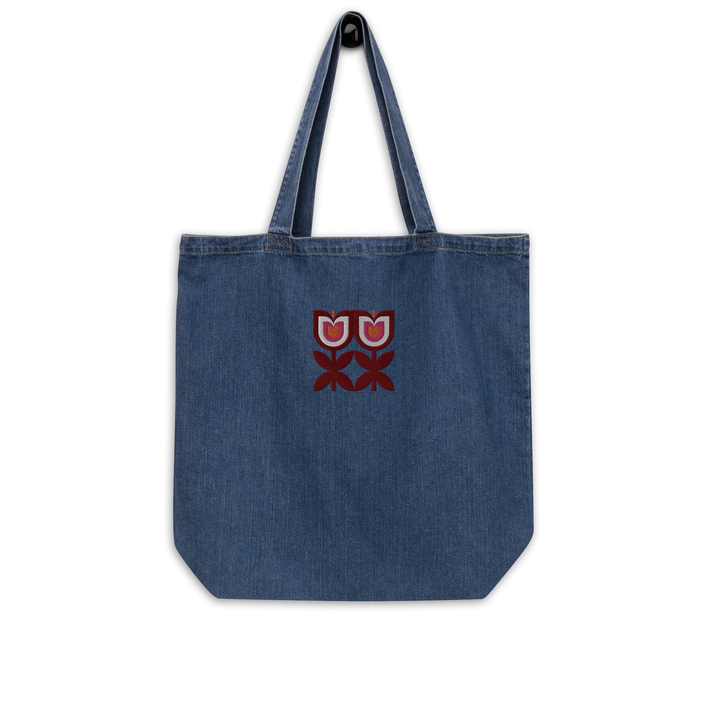 Tulip flower embroidered shopper bag made from organic cotton