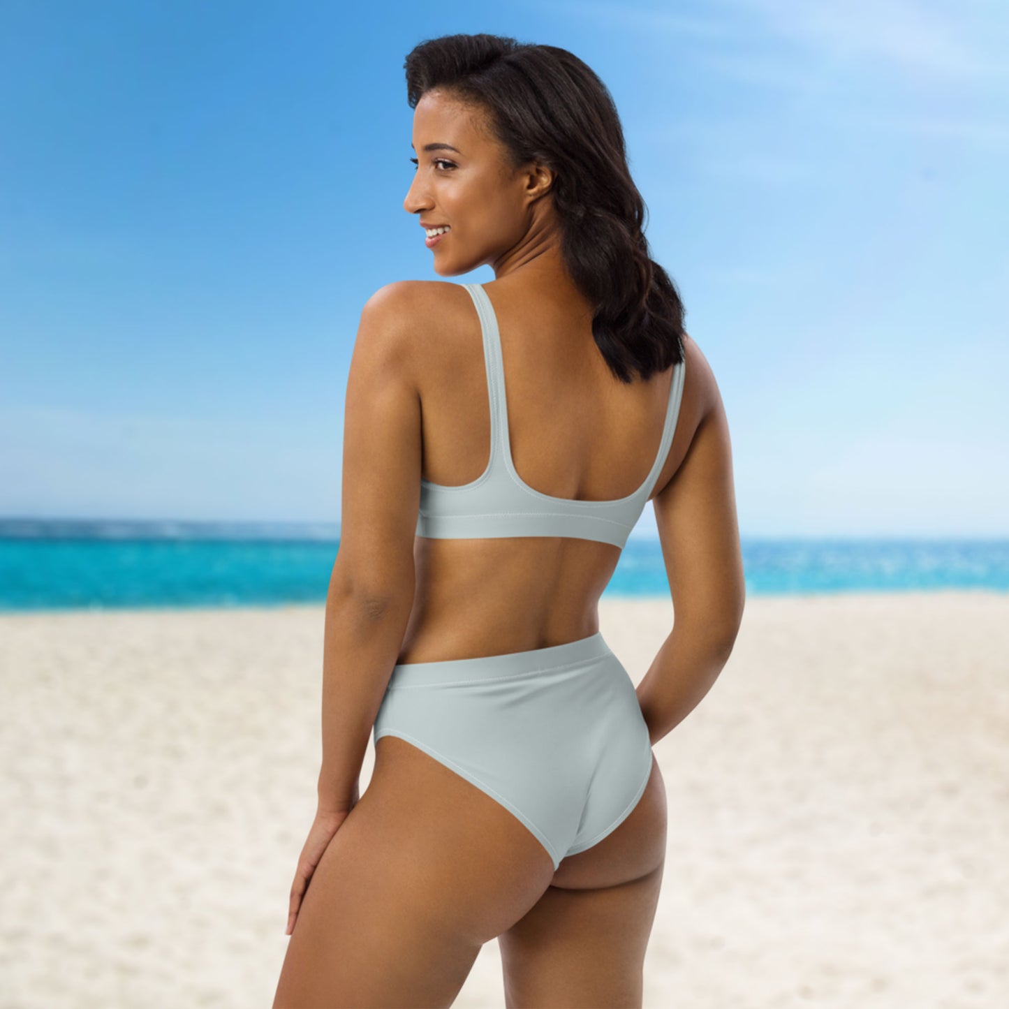 Light grey Recycled high-waisted bikini set