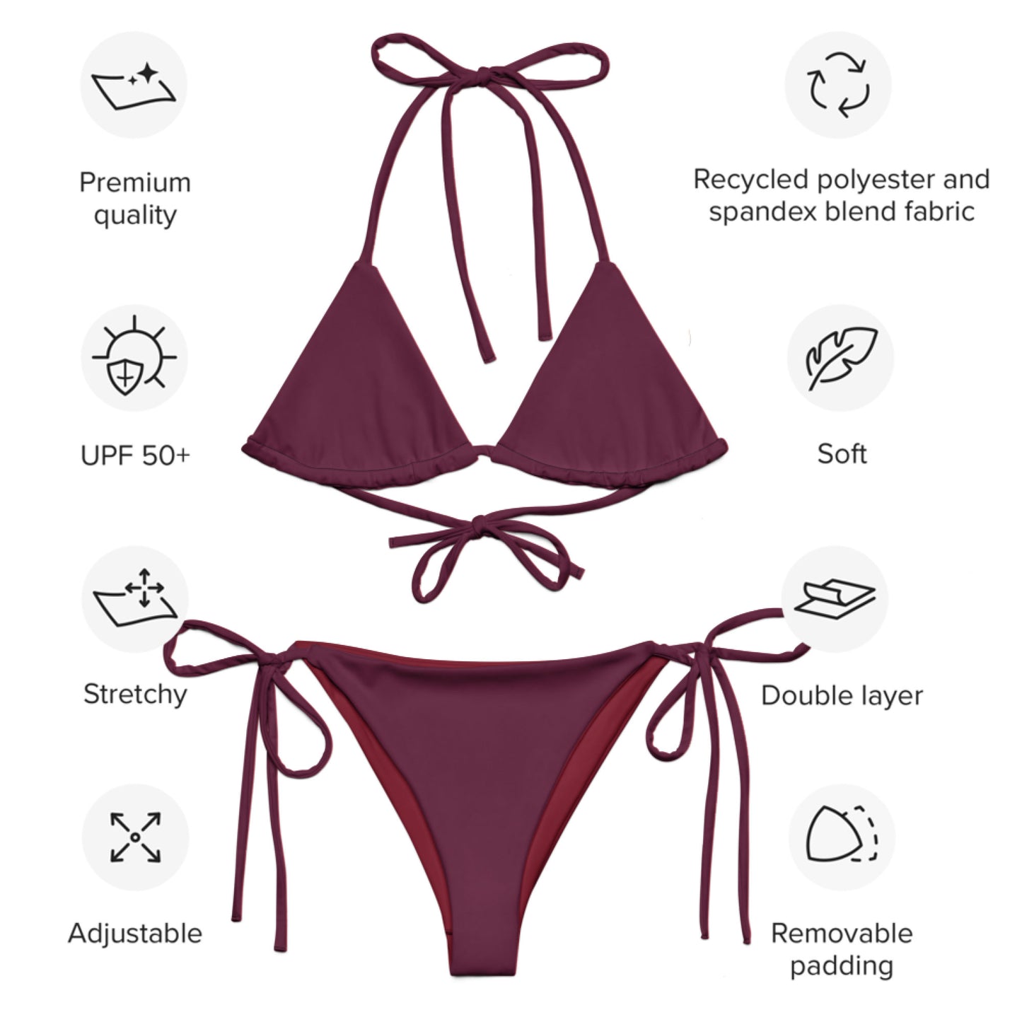 Maillot de bain triangle recyclé violet Dark Violet