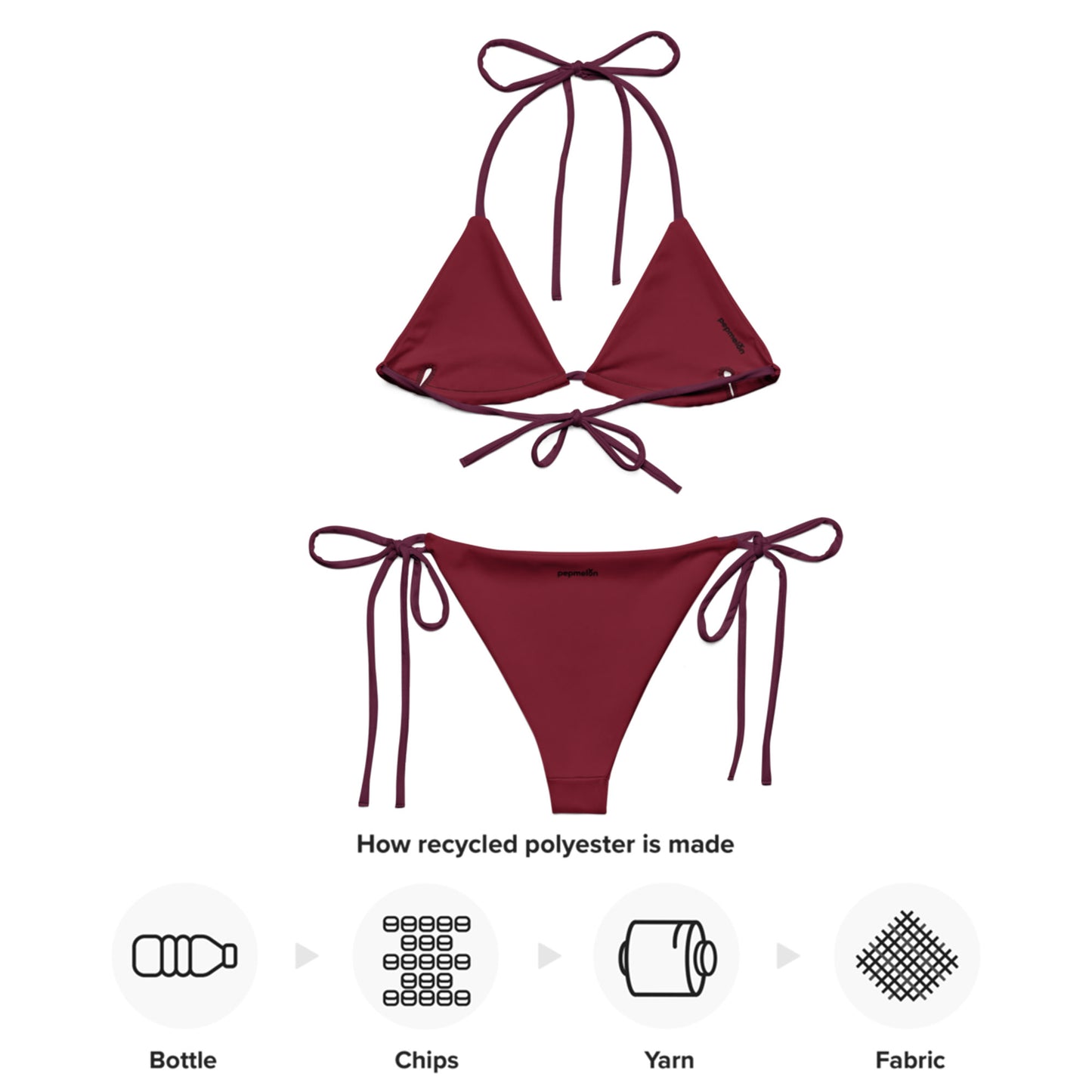 Dunkelviolettes, recyceltes Triangel-Bikini-Set