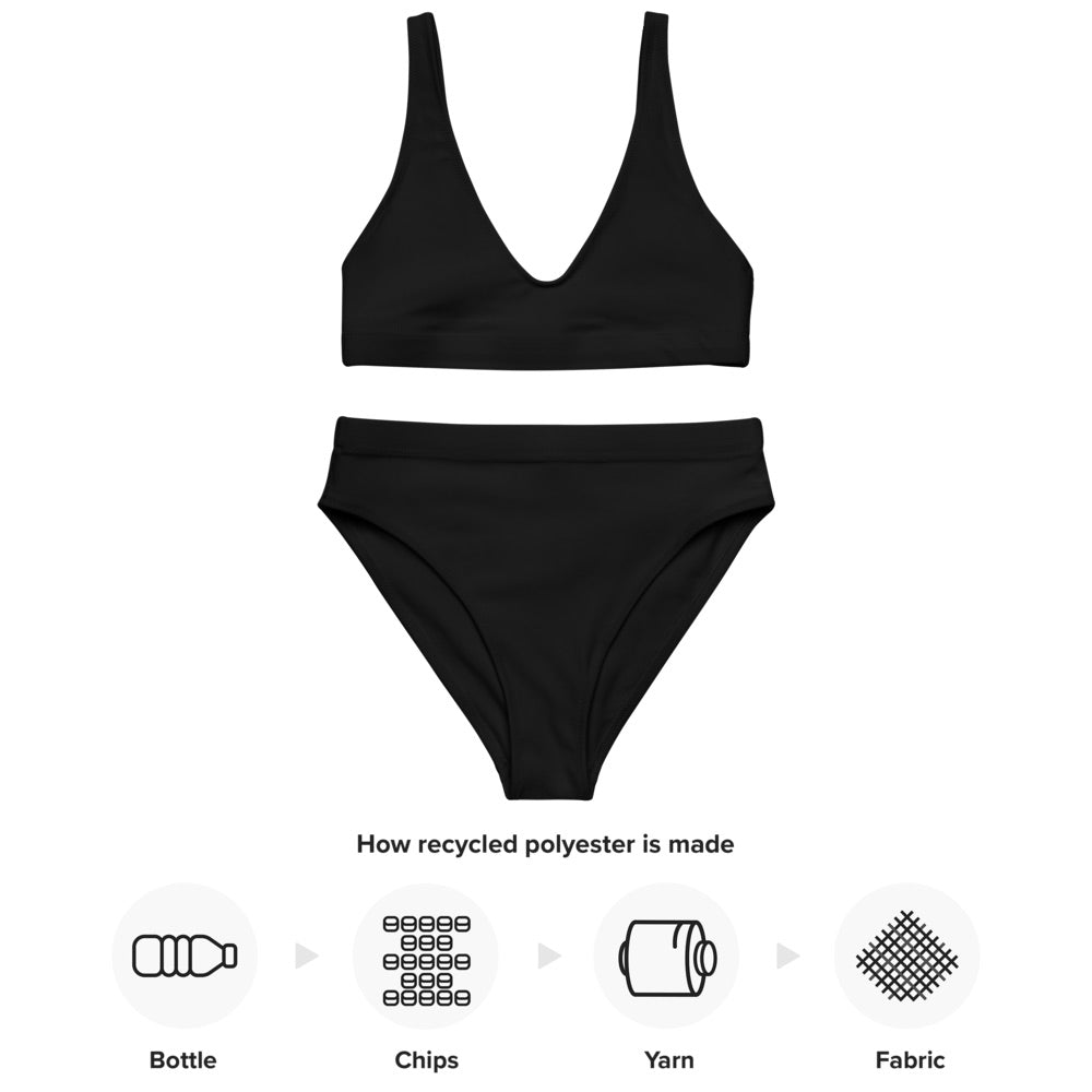 Black rPET high-waisted bikini set