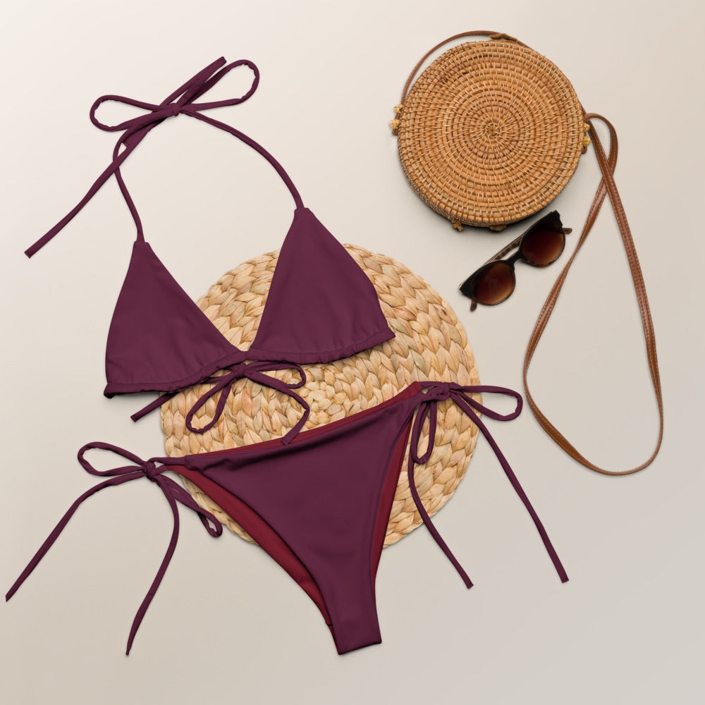 Dunkelviolettes, recyceltes Triangel-Bikini-Set