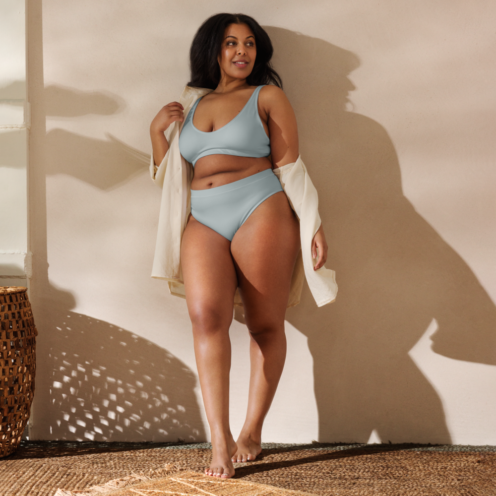 Ash grey Recycled high-waisted bikini set