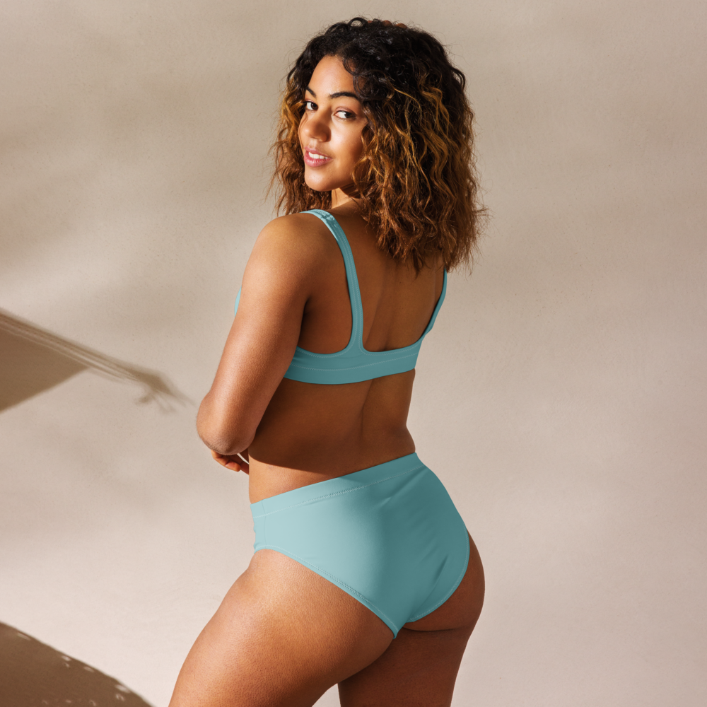 Bikini taille haute recyclé vert bleu turquoise opale