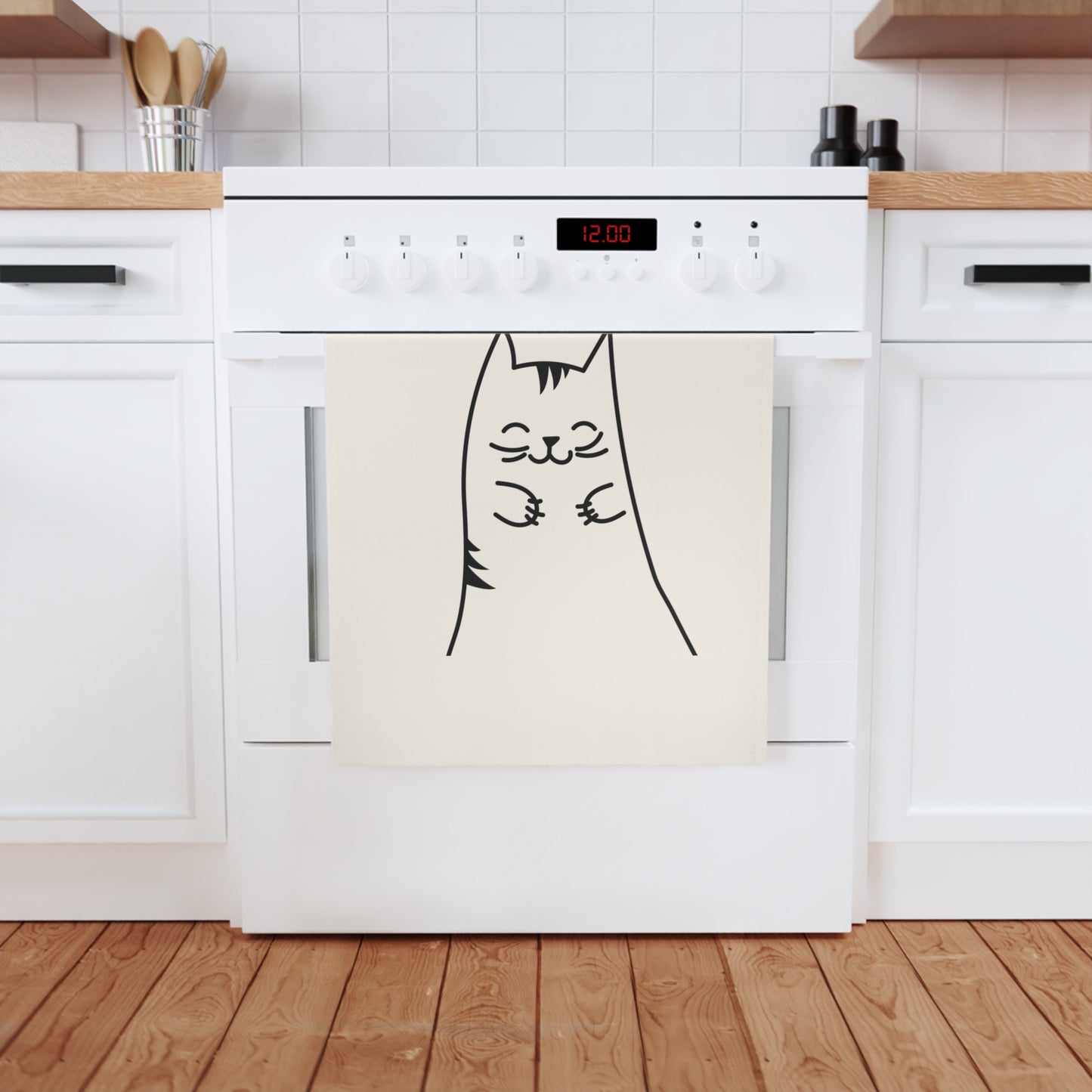 Kitten Cotton Tea Towel, 50 x 70 cm, organic cotton, eco-friendly kitty kitchen towel, bathroom hand towel with cat