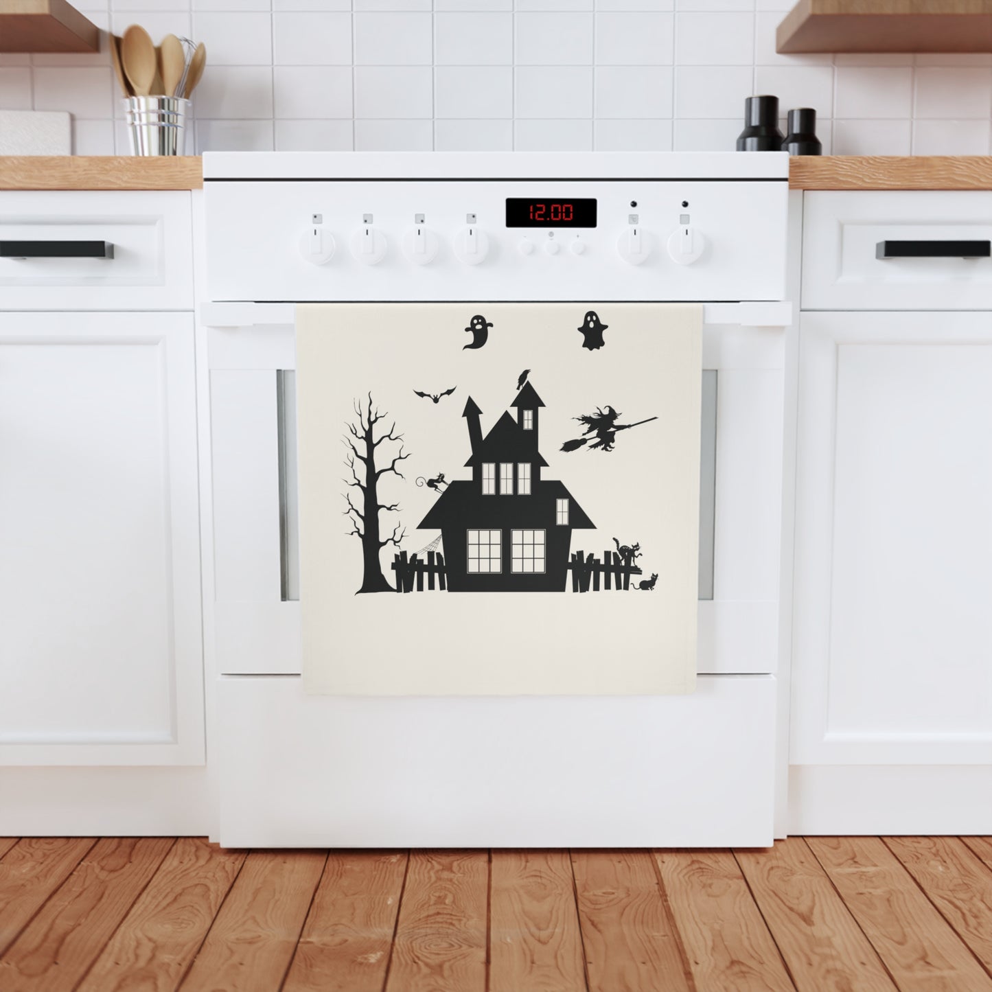 Ghost House Scary Halloween Geschirrtuch aus Bio-Baumwolle, 50 x 70 cm, umweltfreundliches Küchentuch, Badezimmerhandtuch