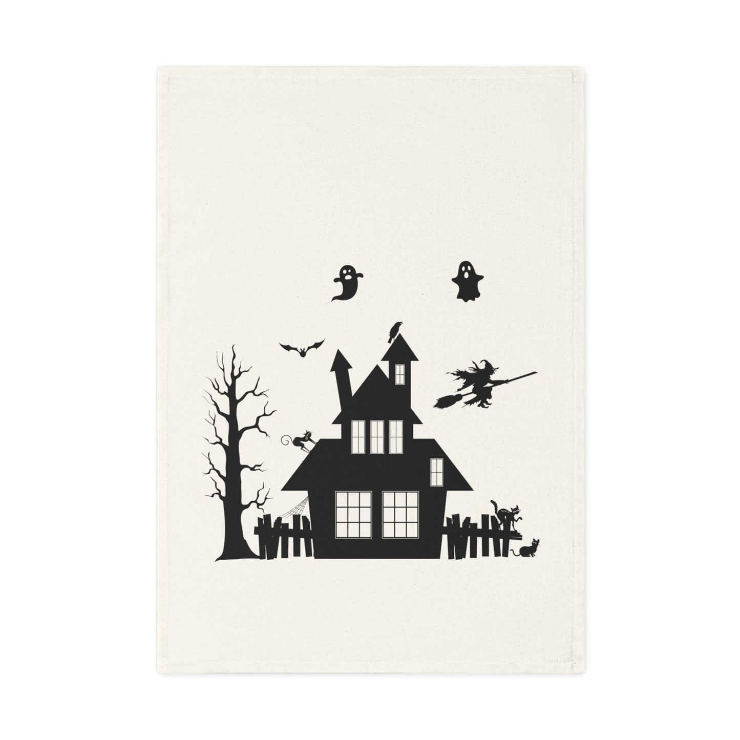 Ghost House Scary Halloween Torchon en coton biologique, 50 x 70 cm, torchon de cuisine écologique, torchon de salle de bain