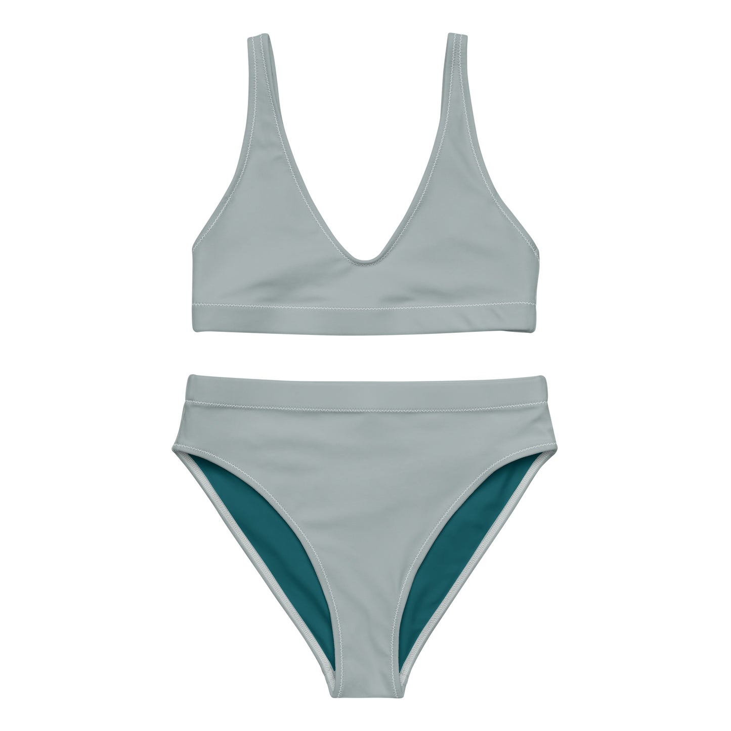 Ash grey Recycled high-waisted bikini set