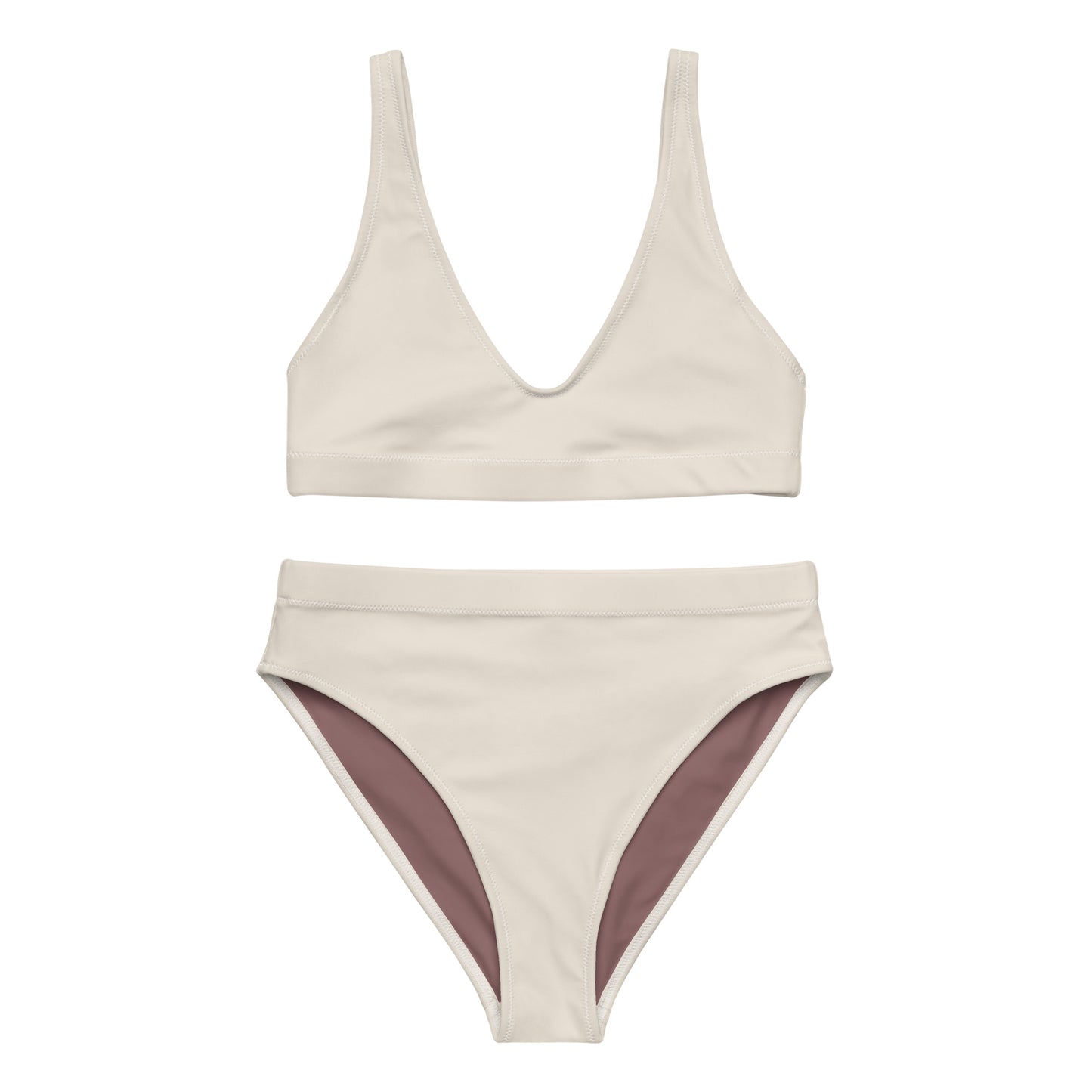 Alabaster creme, beige Recycled high-waisted bikini set