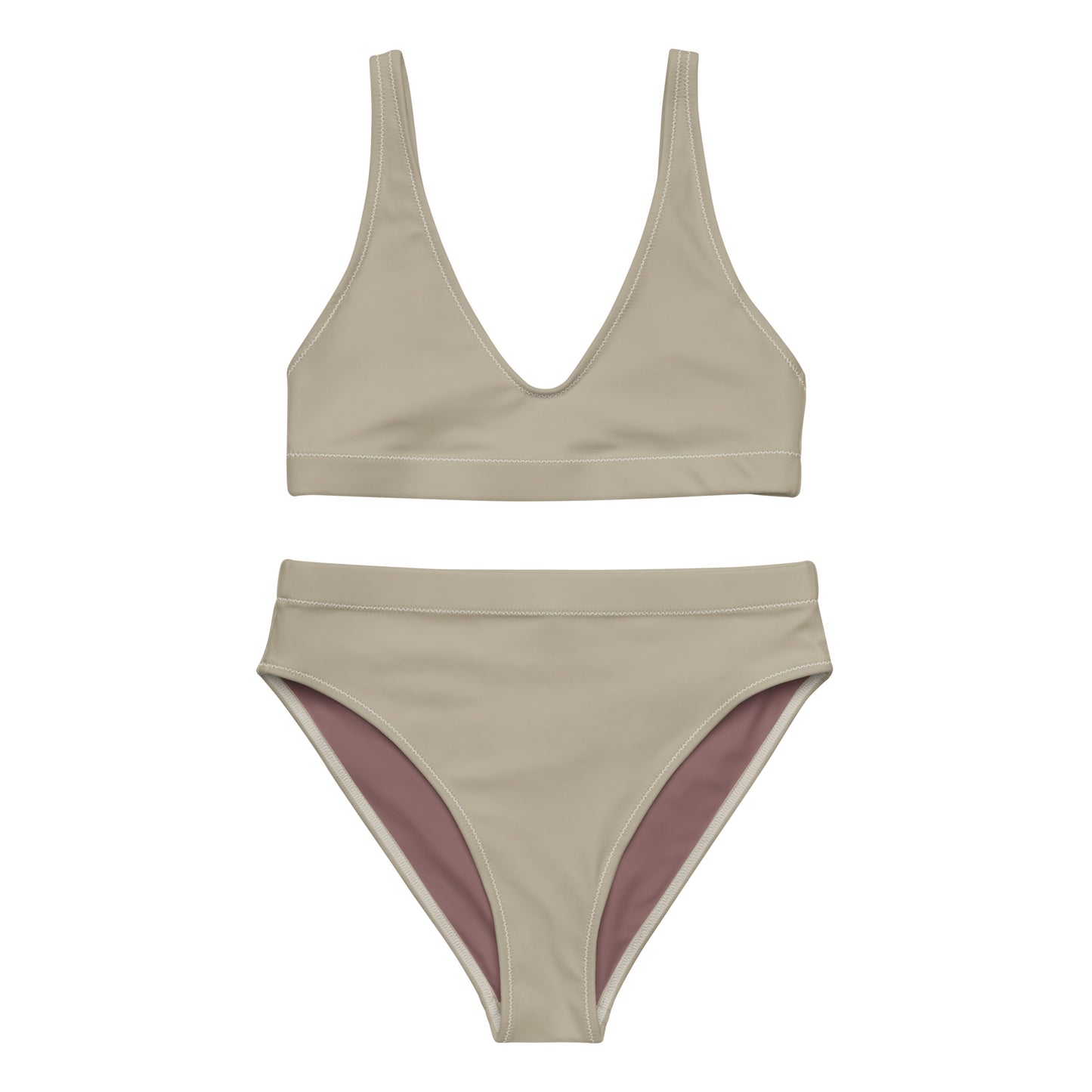 Khaki Recycled high-waisted bikini set