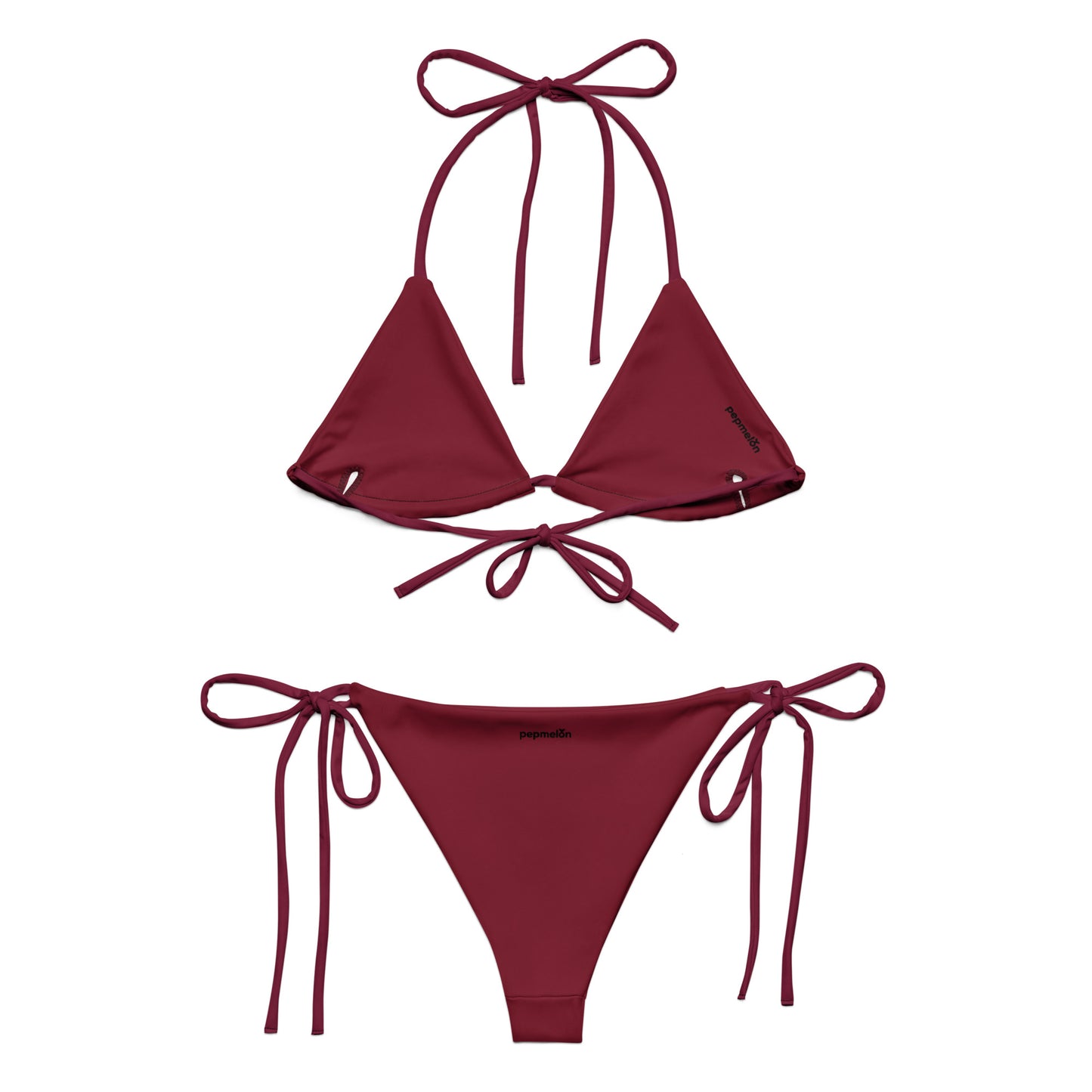 Claret ruby red Recycled string bikini set, triangle bikini