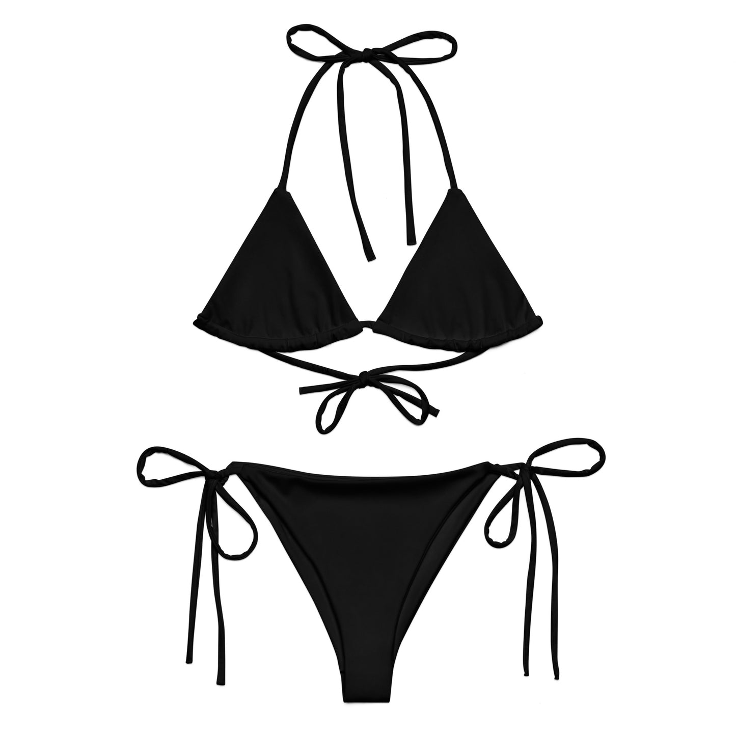 Black Recycled string bikini set eco-friendly triangle bikini