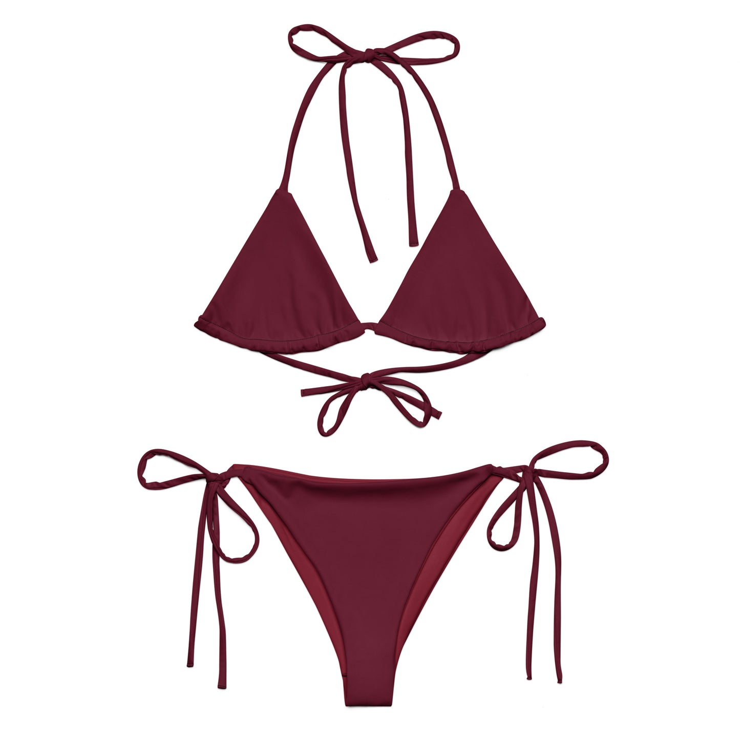 Rouge rubis bordeaux foncé Ensemble de bikini string recyclé