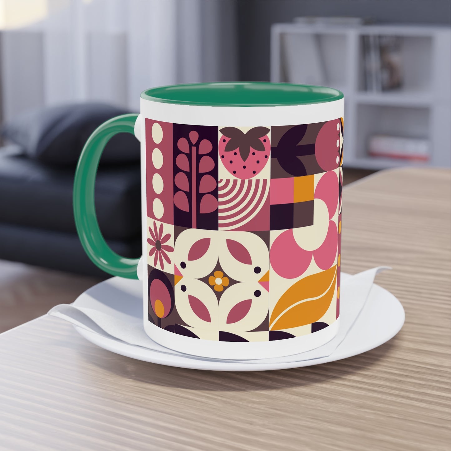 Spring Love Bauhaus style Two-Tone Coffee Mug, 0,33 l, 11oz