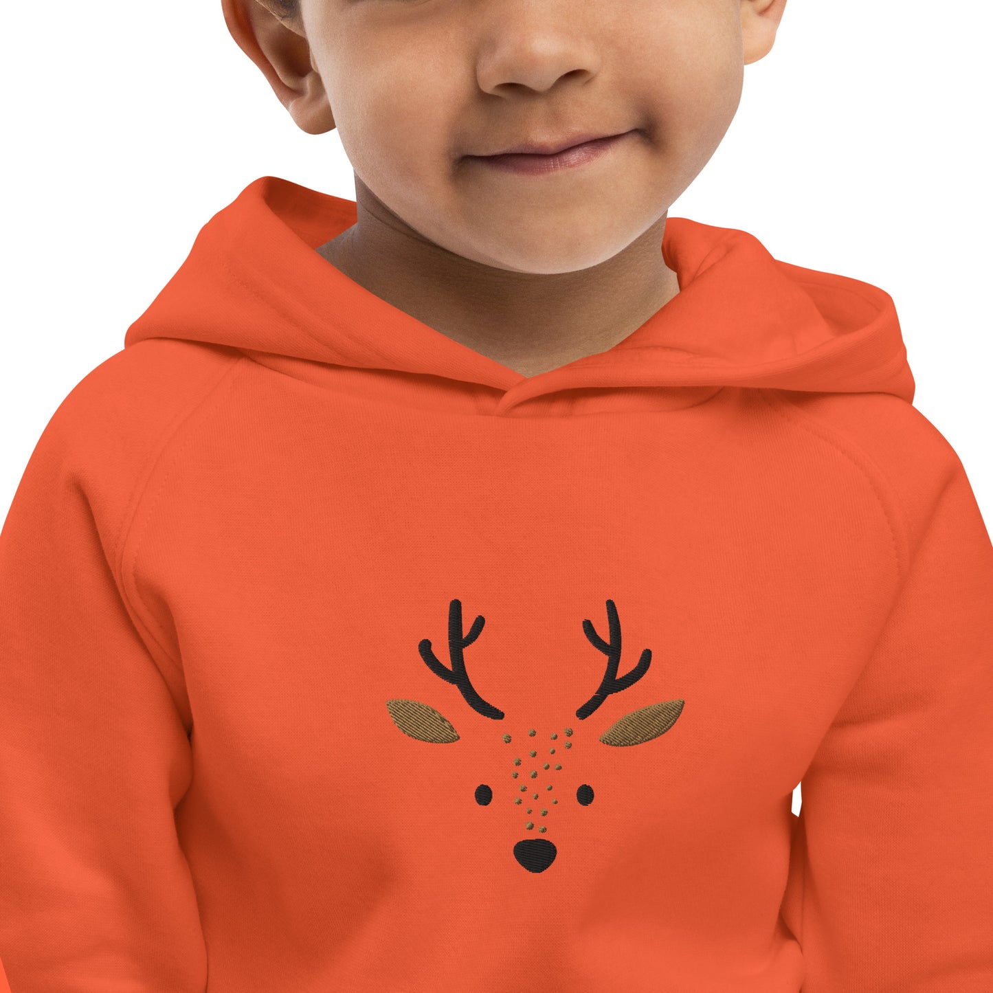 Deer 1 Kids Eco Hoodie mit süßen Tieren, Bio-Baumwollpullover für Kinder, Geschenkidee für Kinder, weicher Hoodie für Kinder zu Weihnachten