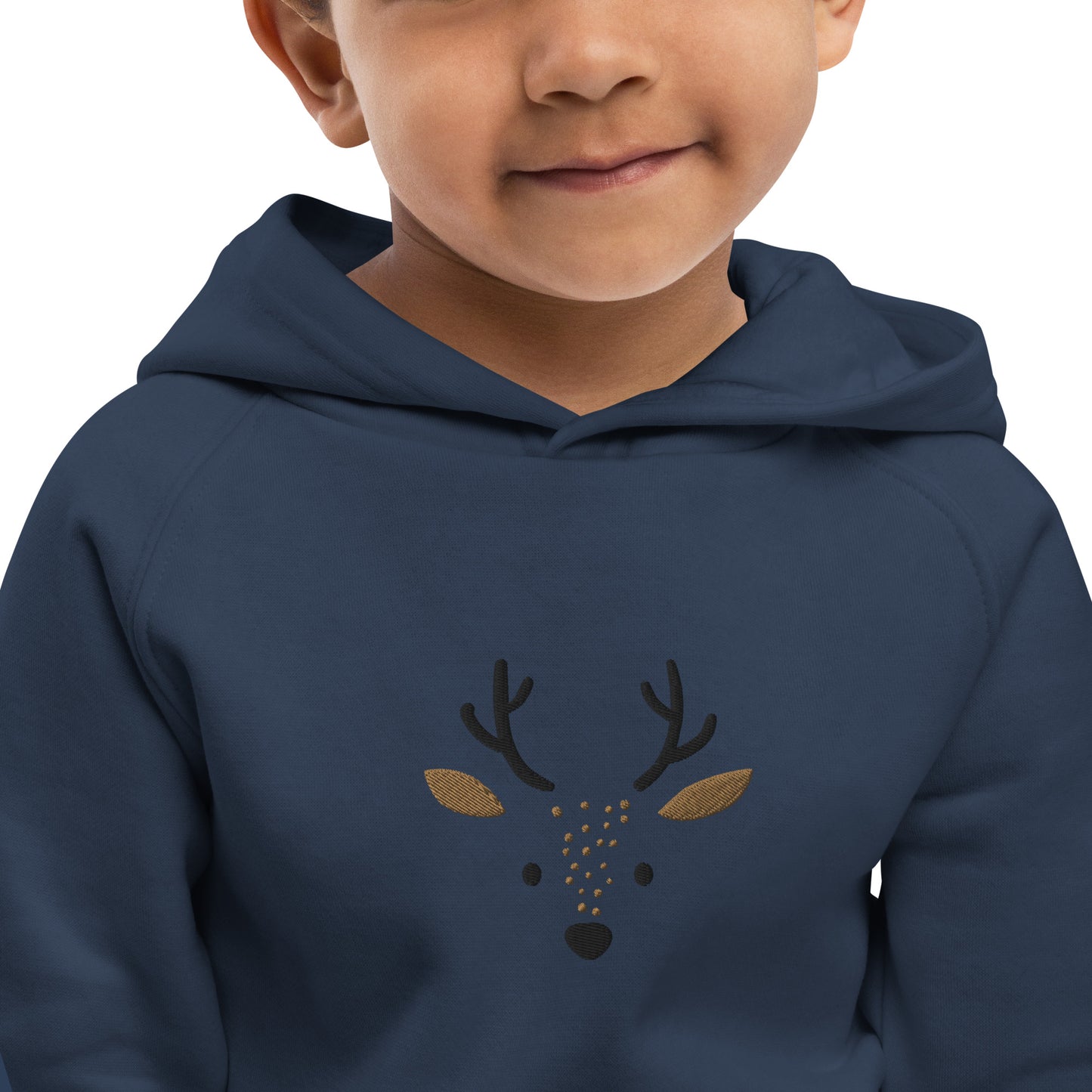 Deer 1 Kids Eco Hoodie mit süßen Tieren, Bio-Baumwollpullover für Kinder, Geschenkidee für Kinder, weicher Hoodie für Kinder zu Weihnachten