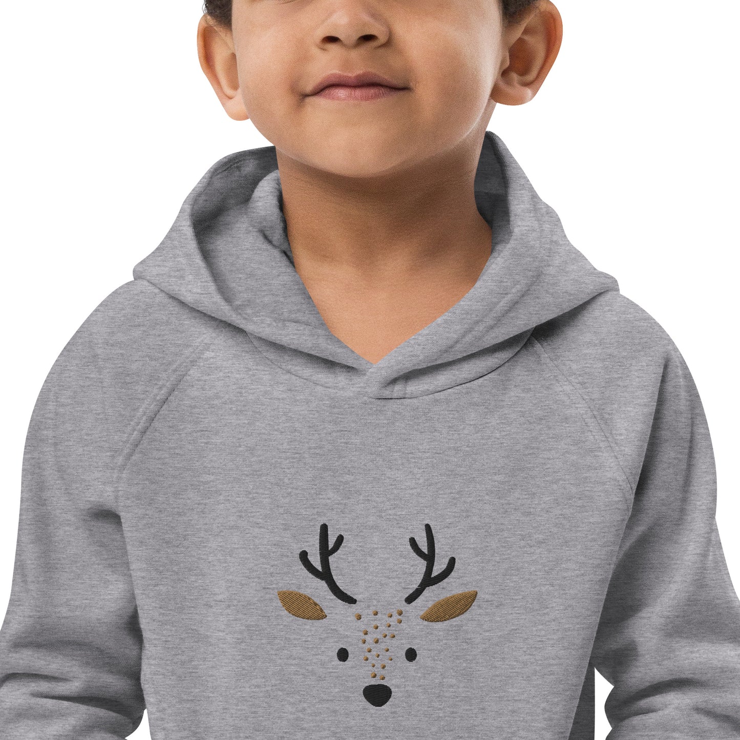 Deer 1 Kids Eco Hoodie with cute animals, Organic Cotton pullover for children, gift idea for kids, soft hoodie for kids for Christmas