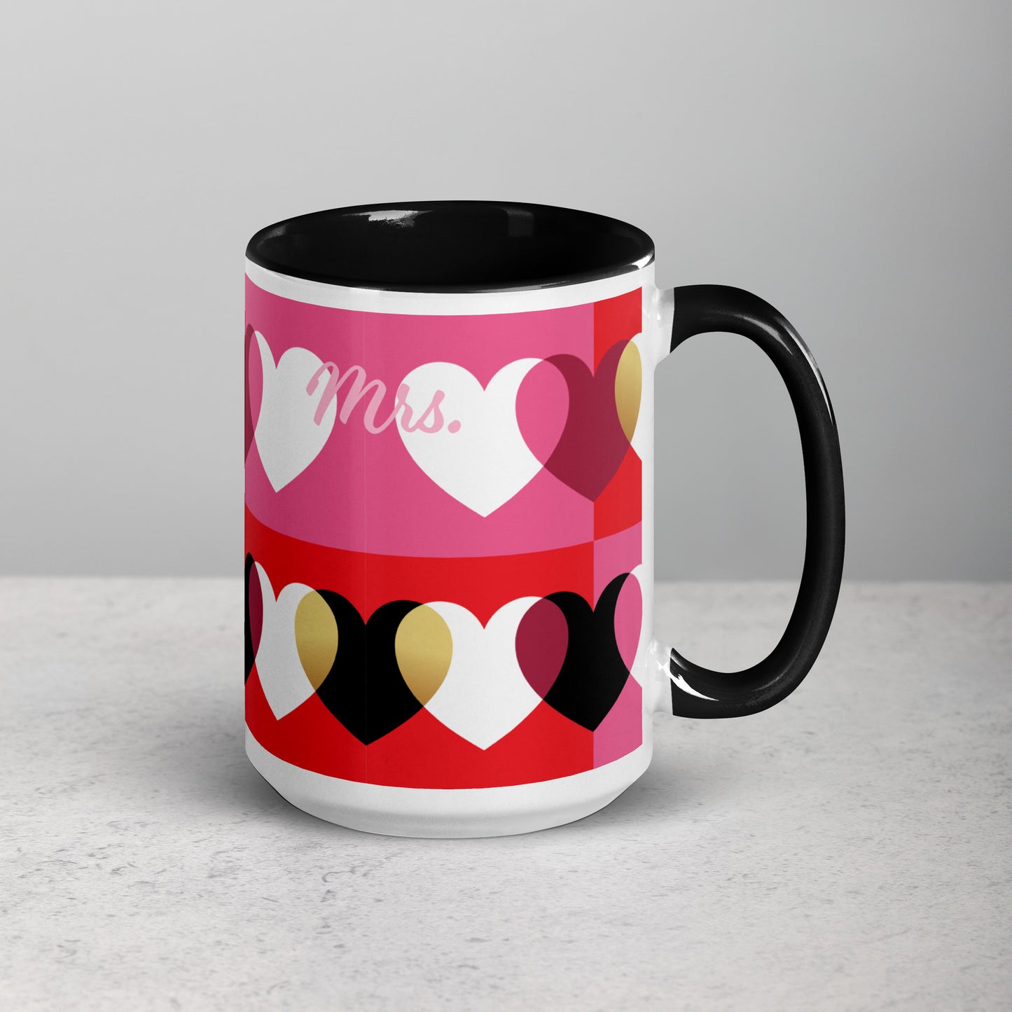 Love Mug set de 2, negro y rojo, Sr. y Sra., personalizado