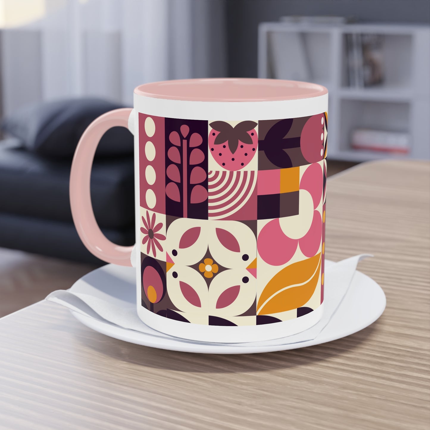 Spring Love Bauhaus style Two-Tone Coffee Mug, 0,33 l, 11oz