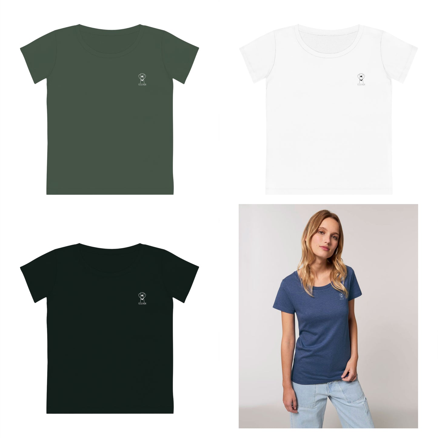 Vizsla Mom Vizsla Love Miljövänlig personlig Jazzer T-shirt för kvinnor för hundälskare, Hundnamn skjorta present till kvinna, hundmamma