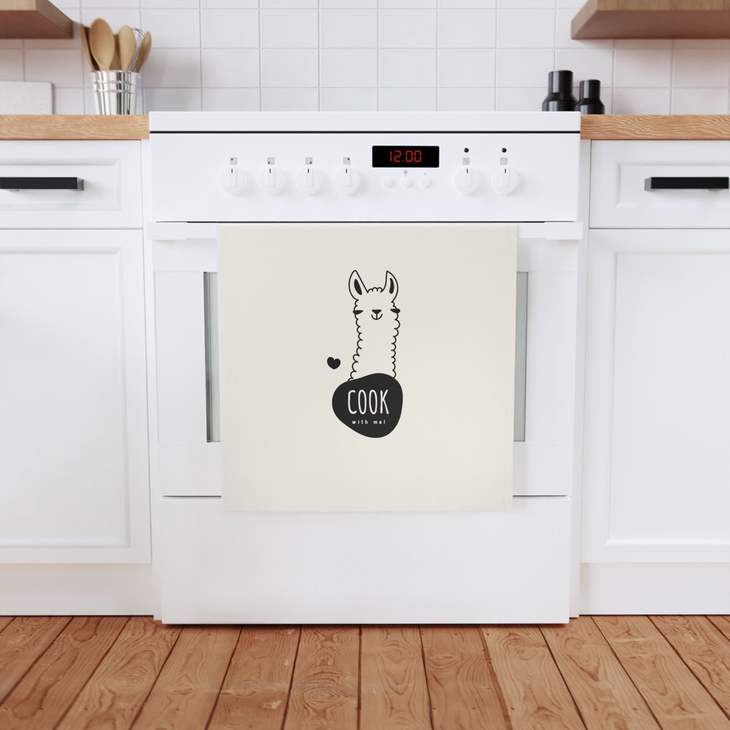 ¡Cocina conmigo! Paño de cocina de algodón llama, 50 x 70 cm, algodón orgánico, paño de cocina ecológico llama, toalla con llama.