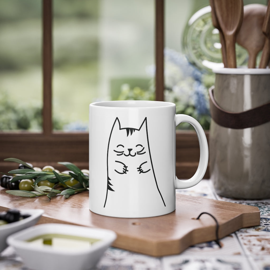 Taza de gatito lindo Taza de gato divertido, blanco, 325 ml / 11 oz Taza de café, taza de té para los niños