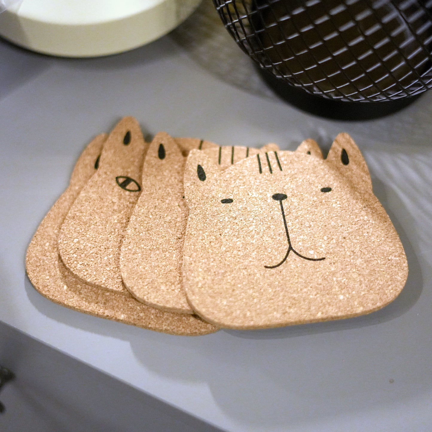 Meaow Cute cats - Podstawki korkowe, okrągłe, zestaw 6 szt.